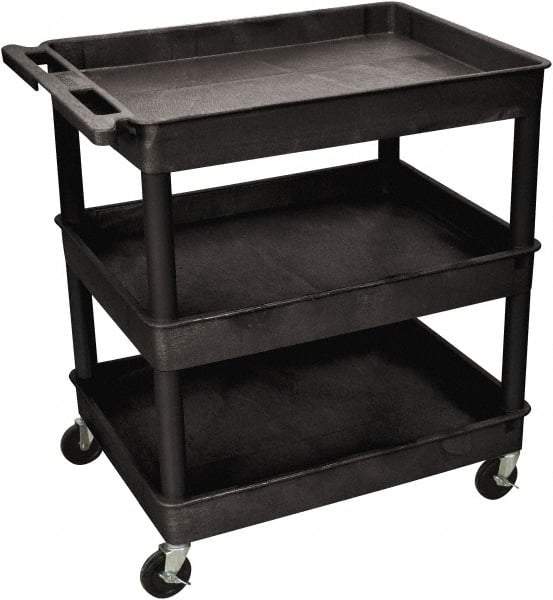 Luxor - 300 Lb Capacity, 24" Wide x 18" Long x 38" High Shelf Cart - 3 Shelf, Plastic - Exact Tool & Supply