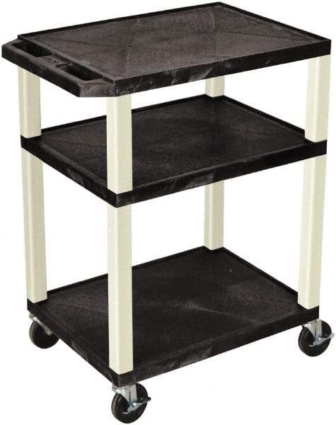 Luxor - 300 Lb Capacity, 24" Wide x 18" Long x 34" High Standard Utility Cart - 3 Shelf, Plastic - Exact Tool & Supply
