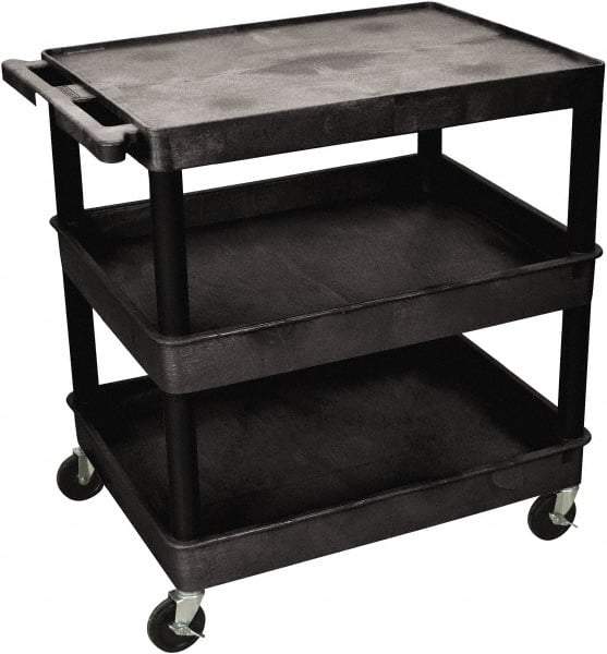 Luxor - 300 Lb Capacity, 24" Wide x 18" Long x 36" High Shelf Cart - 3 Shelf, Plastic - Exact Tool & Supply