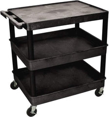 Luxor - 300 Lb Capacity, 24" Wide x 18" Long x 36" High Shelf Cart - 3 Shelf, Plastic - Exact Tool & Supply