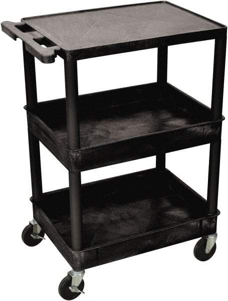 Luxor - 300 Lb Capacity, 24" Wide x 18" Long x 36" High Shelf Cart - 3 Shelf, Plastic - Exact Tool & Supply