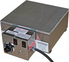 Valad Electric Heating - 18" Long x 18 Wide x 6" High, 110/120 Volt Hot Plate - 100 to 550°F, 1 Burner, Aluminum Plate, 1500 Watt, 13.6 Amps, 304 Stainless Steel Base - Exact Tool & Supply