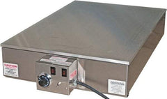 Valad Electric Heating - 24" Long x 24 Wide x 7" High, 110/120 Volt Hot Plate - 100 to 550°F, 1 Burner, Aluminum Plate, 1500 Watt, 13.6 Amps, 304 Stainless Steel Base - Exact Tool & Supply