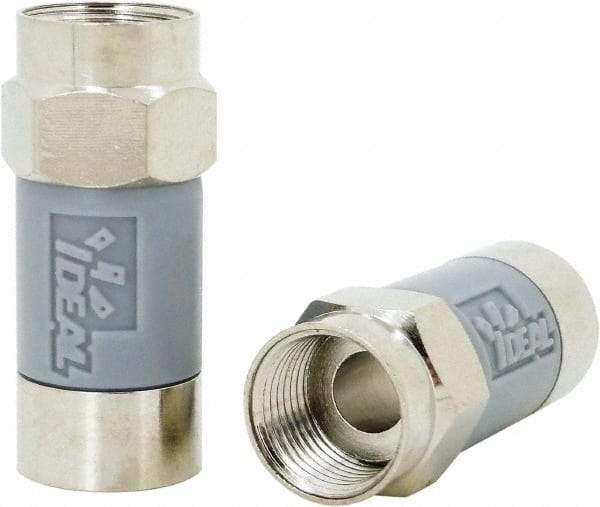 Ideal - Straight, F Type Compression Coaxial Connector - Compatible with RG6, Gray Housing - Exact Tool & Supply