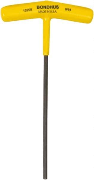 Bondhus - 9/64" Hex, T-Handle Cushion Grip, Hex Key - 6" OAL, Protanium High Torque Steel, Inch System of Measurement - Exact Tool & Supply