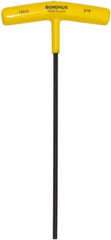 Bondhus - 3/16" Hex, T-Handle Cushion Grip, Hex Key - 9" OAL, Protanium High Torque Steel, Inch System of Measurement - Exact Tool & Supply