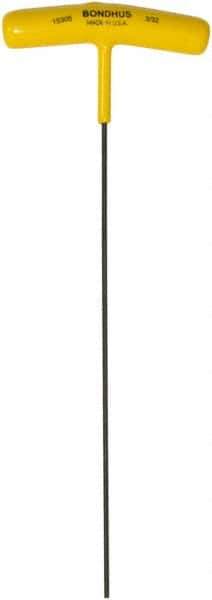 Bondhus - 3/32" Hex, T-Handle Cushion Grip, Hex Key - 9" OAL, Protanium High Torque Steel, Inch System of Measurement - Exact Tool & Supply