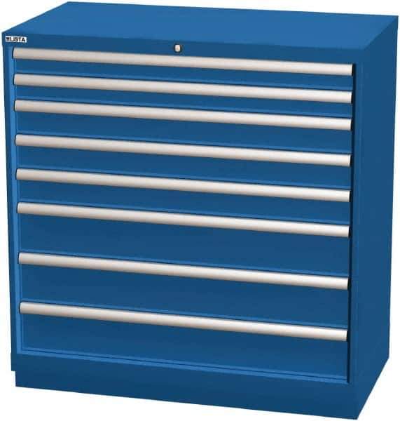 LISTA - 8 Drawer, Modular Storage Cabinet - Steel, 40-1/4" Wide x 22-1/2" Deep x 41-3/4" High, Blue - Exact Tool & Supply