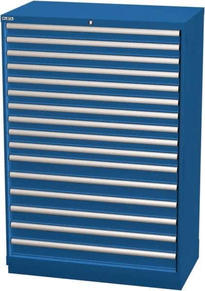 LISTA - 16 Drawer, Modular Storage Cabinet - Steel, 40-1/4" Wide x 22-1/2" Deep x 59-1/2" High, Blue - Exact Tool & Supply