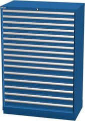 LISTA - 16 Drawer, Modular Storage Cabinet - Steel, 40-1/4" Wide x 22-1/2" Deep x 59-1/2" High, Blue - Exact Tool & Supply