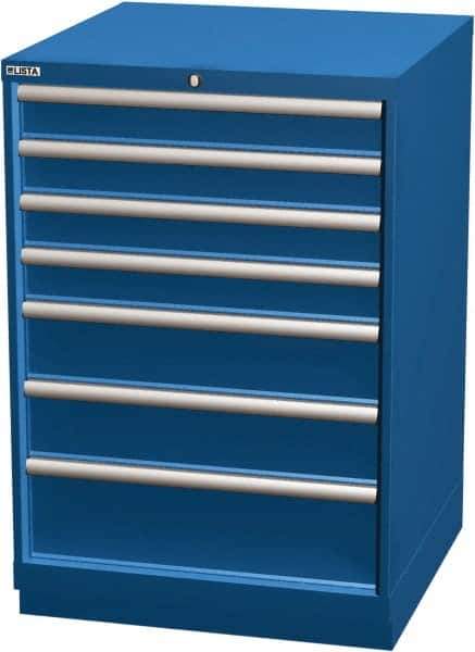 LISTA - 7 Drawer, Modular Storage Cabinet - Steel, 28-1/4" Wide x 28-1/2" Deep x 41-3/4" High, Blue - Exact Tool & Supply