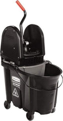 Rubbermaid - 35 Qt Plastic Steel Bucket & Wringer - 510.54mm Long x 927.1mm High x 398.78mm Wide, Black - Exact Tool & Supply