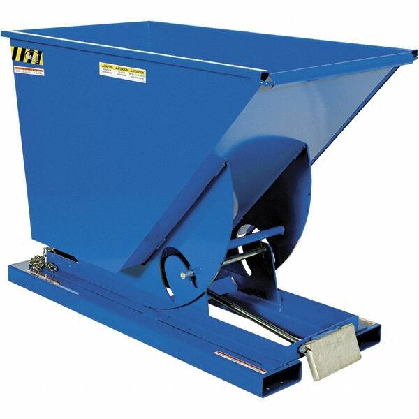 Vestil - 2,000 Lb Load Capacity, 3/4 Cu Yd, Steel Self-Dumping Hopper - 31-11/16" Wide x 61-1/8" Long x 42-11/16" High, Blue - Exact Tool & Supply