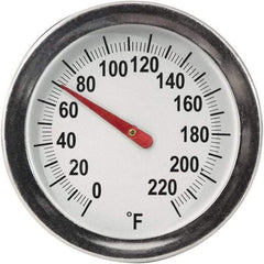 General - 8 Inch Long Stem, 2 Inch Dial Diameter, Back Connected Bi-Metal Thermometer - 220°Fahrenheit - Exact Tool & Supply