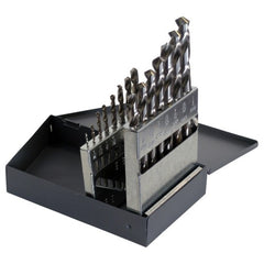 ‎1/16-1/2 RHS / RHC HSS 118 Degree Radial Point General Purpose Jobber Lengh Drill Set - Bright - Exact Tool & Supply