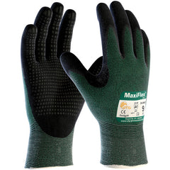 ‎34-8443/M Gloves for Cut Protection - MaxiFlex Cut - Green Eng Yarn - Black Nitrile Dotted MicroFoam Grip - A2 - Exact Tool & Supply