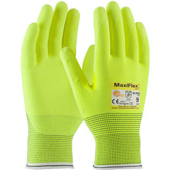 ‎34-8743FY/S Cut Resistant Gloves - MaxiFlex Cut - HiVis Yellow Eng Yarn Shell & Nitrile MicroFoam Grip - A2 - Exact Tool & Supply