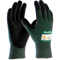 ‎34-8743/L Gloves for Cut Protection - MaxiFlex Cut - Green Eng Yarn Shell - Black Nitrile MicroFoam Grip - A2 - Exact Tool & Supply