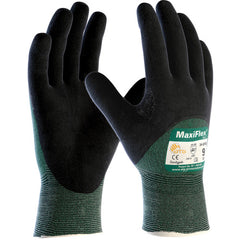 ‎34-8753/XS Cut Resistant Glove - MaxiFlex Cut - Green Eng Yrn - Black 3/4 MicroFoam Nitrile Coating - EN3 - Exact Tool & Supply