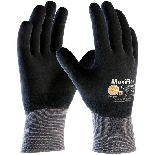 ‎34-876/XXL MaxiFlex Seamless Knits - MaxiFlex Ultimate - 15G Gry. Nylon Shell - Full Coat Black MFoam Nitrile - Exact Tool & Supply