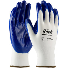 34-C229/M Seamless Knits General Duty - G-Tek GP - White 13G Nylon Shell - Blue Nitrile Smooth Grip - Exact Tool & Supply