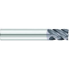 7/16 x 7/16 x 2 x 4 OAL Square 5 Flute Carbide End Mill - Round Shank-AlCrN Coated - Exact Tool & Supply