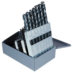 ‎1/16-1/2 RHS / RHC HSS-CO 8% (M42) 135 Degree Split Point Q-AMD™ Aircraft Maintenance Short Flute Jobber Length Drill Set - Steam Oxide - Exact Tool & Supply