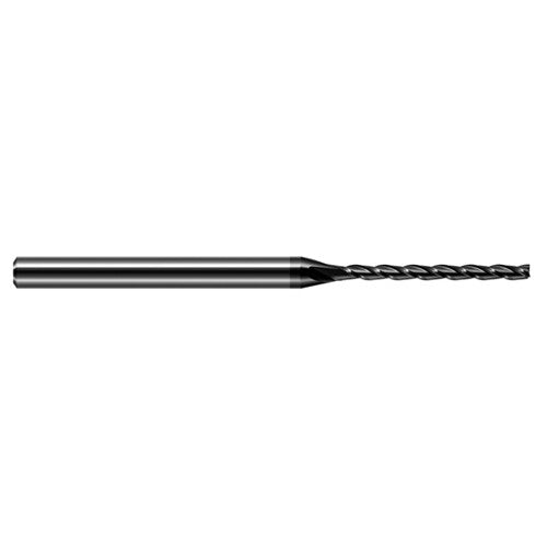 Miniature End Mills - Long Flute - 0.0850″ Cutter Diameter × 0.7500″ (3/4″) Length of Cut Carbide Square End Mill, 3 Flutes, Amorphous Diamond Coated - Exact Tool & Supply