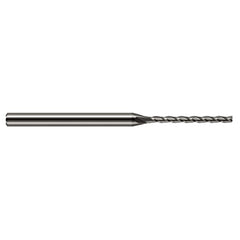 Miniature End Mills - Long Flute - 0.0550″ Cutter Diameter × 0.3850″ Length of Cut Carbide Square End Mill, 3 Flutes - Exact Tool & Supply