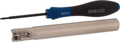 Seco - 5/8" Cut Diam, 0.354" Max Depth of Cut, 5/8" Shank Diam, 5.315" OAL, Indexable Square Shoulder End Mill - XO.X 10T3.. Inserts, Cylindrical Shank, 90° Lead Angle, Through Coolant, Series Turbo 10 - Exact Tool & Supply