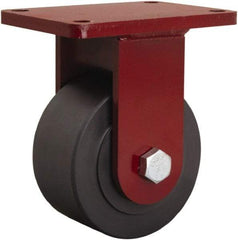 Hamilton - 6" Diam x 3" Wide x 8-1/2" OAH Top Plate Mount Rigid Caster - Nylon, 5,000 Lb Capacity, Sealed Precision Ball Bearing, 5-1/2 x 7-1/2" Plate - Exact Tool & Supply