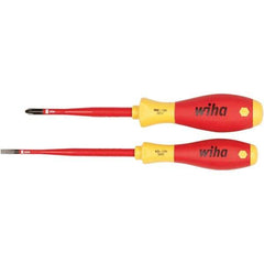 Wiha - 2 Piece Slotted, Phillips & Square Screwdriver Set - Bit Sizes: Philips #2, Comes in Vinyl Pouch - Exact Tool & Supply