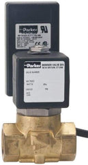 Parker - 3/8" Port, 2 Way, Timer Drain Valve, Brass Solenoid Valve - Normally Closed, FKM Seal - Exact Tool & Supply