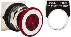 Schneider Electric - 30mm Mount Hole, Extended Straight, Pushbutton Switch Only - Round, Red Pushbutton, Maintained (MA), Weatherproof, Dust and Oil Resistant - Exact Tool & Supply