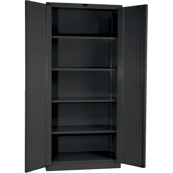 Hallowell - 4 Shelf Locking Storage Cabinet - Steel, 36" Wide x 21" Deep x 78" High, Gray - Exact Tool & Supply