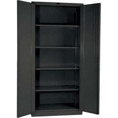 Hallowell - 4 Shelf Locking Storage Cabinet - Steel, 36" Wide x 24" Deep x 78" High, Gray - Exact Tool & Supply
