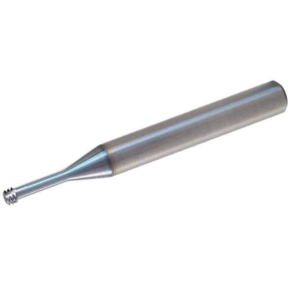 Vargus - 1-64 UN, 1.4mm Cutting Diam, 3 Flute, Solid Carbide Helical Flute Thread Mill - Internal Thread, 1.19mm LOC, 57mm OAL, 6mm Shank Diam - Exact Tool & Supply