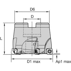 Kennametal - 5 Inserts, 52mm Cutter Diam, 1.5mm Max Depth of Cut, Indexable High-Feed Face Mill - 22mm Arbor Hole Diam, 40mm High, 7792VXD09 Toolholder, XD..090408 Inserts, Series 7792VX - Exact Tool & Supply