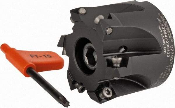 Kennametal - 2" Cut Diam, 0.059" Max Depth, 3/4" Arbor Hole, 6 Inserts, XD 09 Insert Style, Indexable Copy Face Mill - C7792VXD09-A2.00Z06R Cutter Style, 1.574" High, Through Coolant, Series 7792 - Exact Tool & Supply