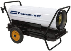 LB White - 400,000 BTU Rating, Multi-Fuel Forced Air Heater with Thermostat - 9,000 Sq Ft Max Heating Area, 29 Gal Capacity, Fuel with Kerosene, #1 Diesel & Jet A Fuel - Exact Tool & Supply