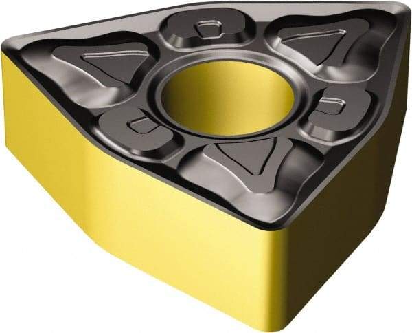 Sandvik Coromant - WNMG432 XM Grade 2220 Carbide Turning Insert - TiCN/AI2O3/TiN Finish, 80° Trigon, 1/2" Inscr Circle, 3/16" Thick, 1/32" Corner Radius - Exact Tool & Supply