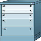 Bench-Standard Cabinet - 5 Drawers - 30 x 28-1/4 x 33-1/4" - Single Drawer Access - Exact Tool & Supply