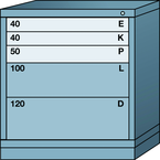 Bench-Standard Cabinet - 5 Drawers - 30 x 28-1/4 x 33-1/4" - Multiple Drawer Access - Exact Tool & Supply