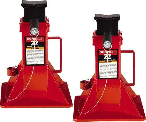 Sunex Tools - 22 Ton Load Capacity Ratcheting Jack Stand - 11-13/16 to 19-3/4" High, 10" Base Width, 2-5/16" Saddle Length x 3-1/2" Saddle Width - Exact Tool & Supply