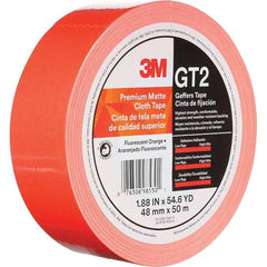3M - 50m x 48mm x 11 mil Fluorescent Orange Cotton Cloth Gaffers Tape - Exact Tool & Supply