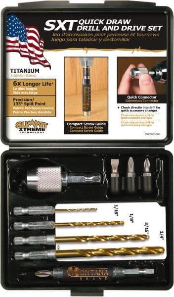 Montana - 10 Piece, Quick Draw Drill & Drive Set - 0.05 to 1/4" Hex, 1/4" Drive - Exact Tool & Supply