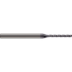 Ball End Mill: 0.031″ Dia, 0.375″ LOC, 3 Flute, Solid Carbide 2-1/2″ OAL, 1/8″ Shank Dia, 30 ° Helix, AlTiN Coated, Single End