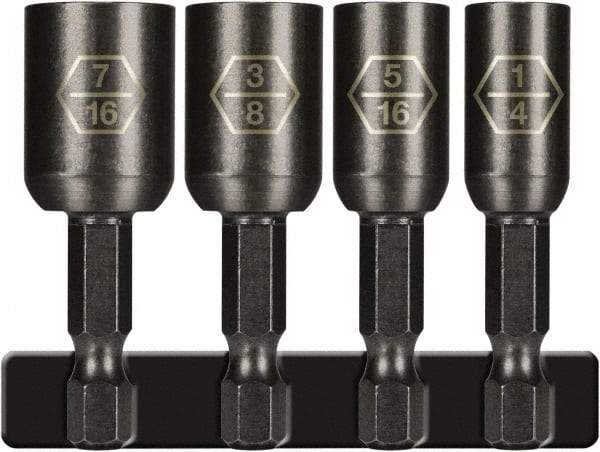 Montana - 4 Piece, Magnetic Nutsetter - 1/4" Drive - Exact Tool & Supply