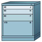 32.25 x 28.25 x 30'' (4 Drawers) - Pre-Engineered Modular Drawer Cabinet Bench Height (88 Compartments) - Exact Tool & Supply