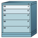 32.25 x 28.25 x 30'' (5 Drawers) - Pre-Engineered Modular Drawer Cabinet Bench Height (104 Compartments) - Exact Tool & Supply